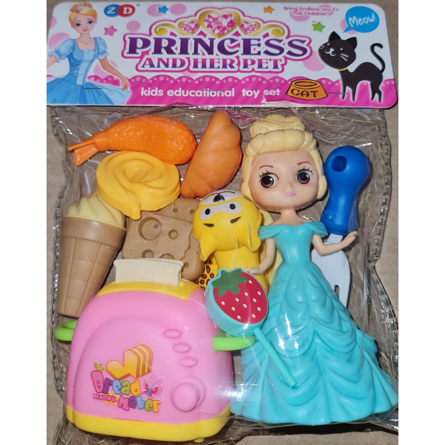 Princess Doll Playset - Blue Dress with Hair Bun Princess Doll Playset