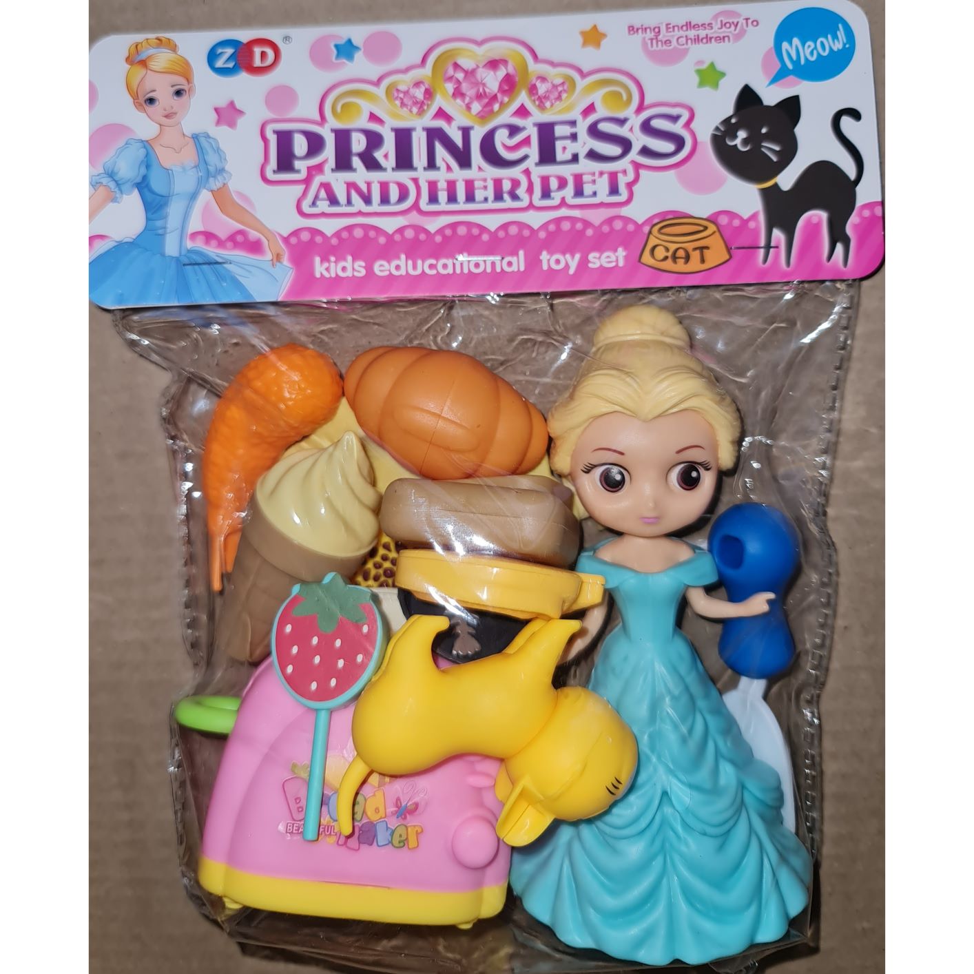 Princess Doll Playset - Blue Dress with Ponytail Doll set
