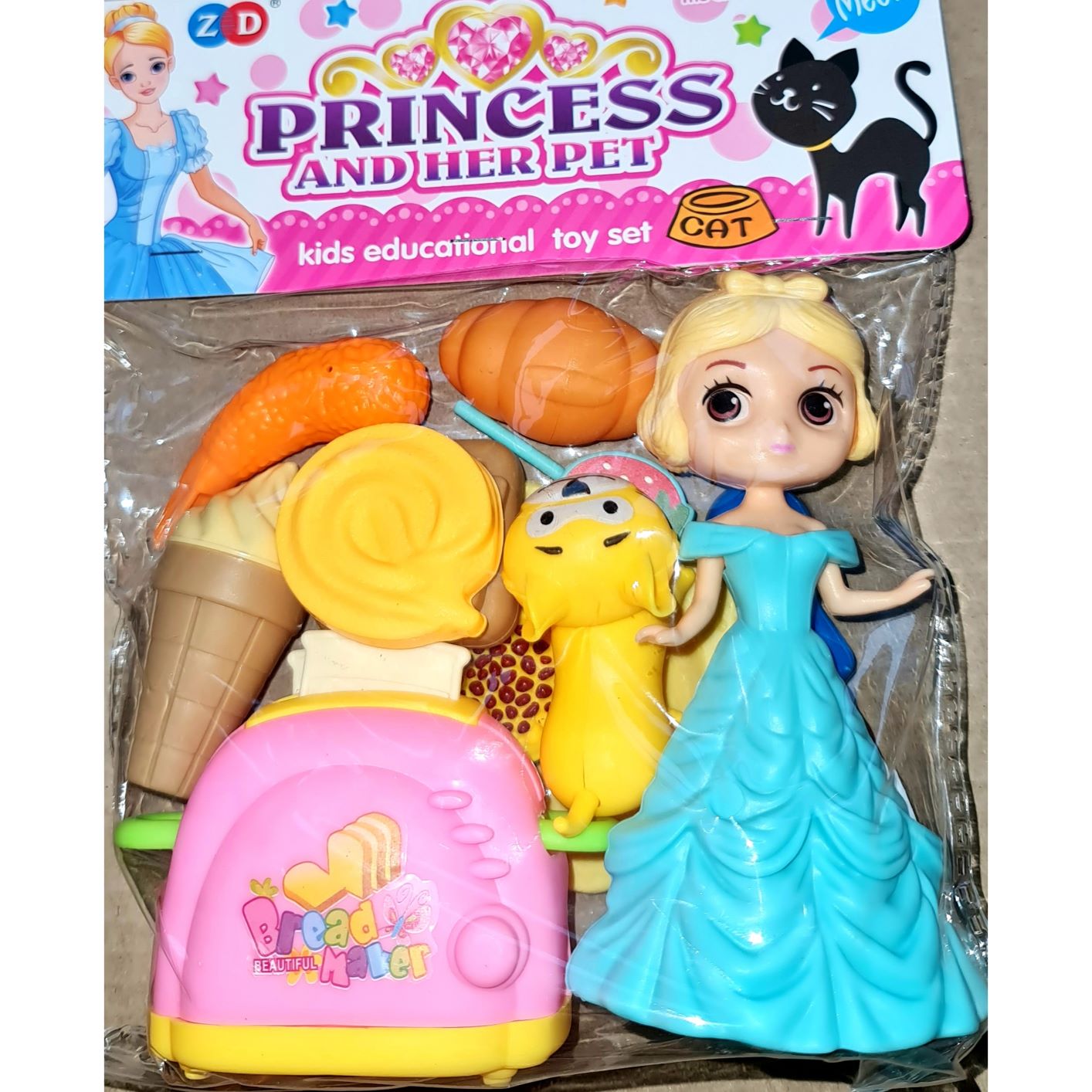 Princess Doll Playset - Blue Dress with Short Hair Doll set