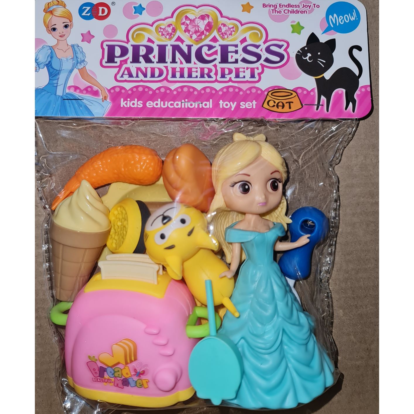 Princess Doll Playset - Blue Dress with Loose Hair Doll set