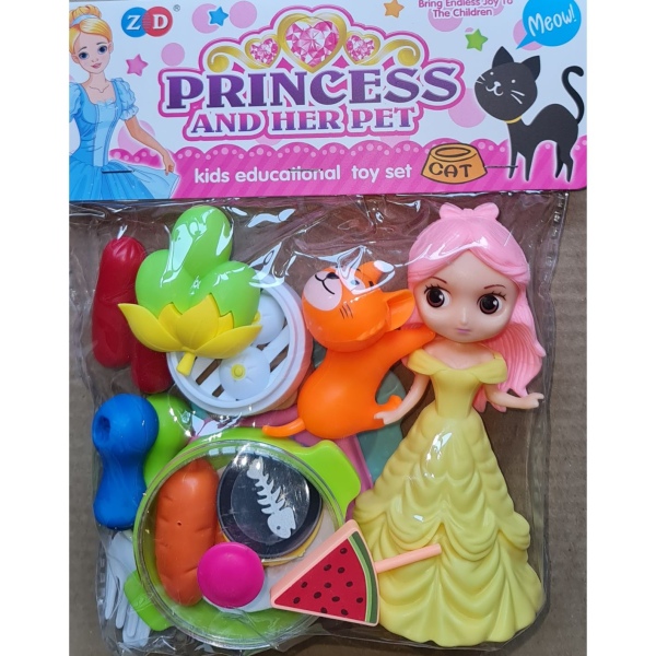 Princess Doll Playset - Yellow Dress with Loose Hair Doll set