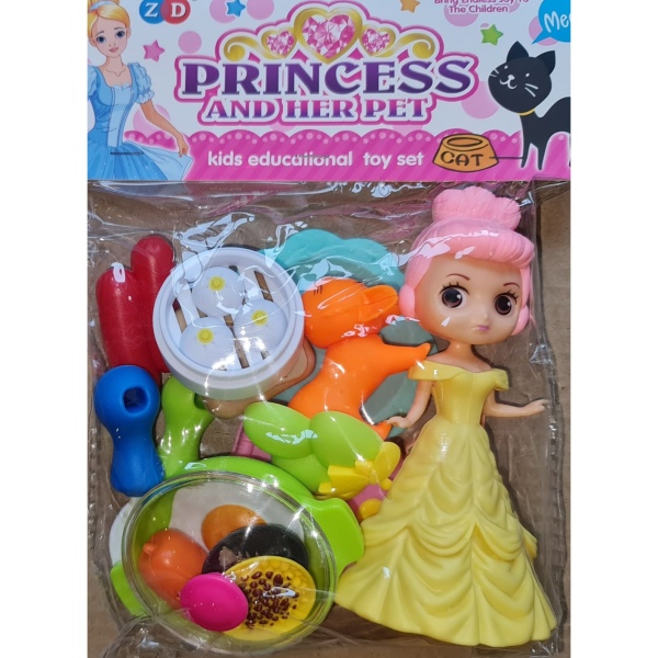Princess Doll Playset - Yellow Dress with Hair Bun Doll set