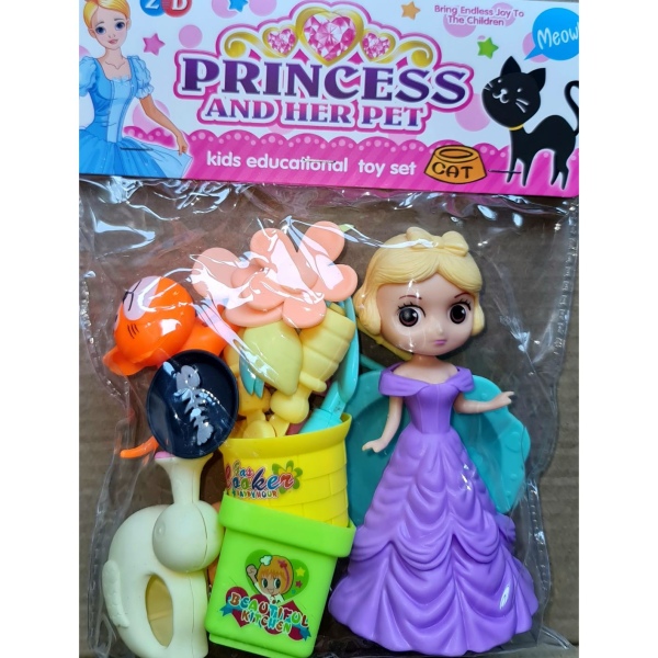 Princess Doll Playset - Purple Dress with Short Hair Doll set