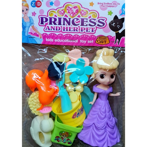 Princess Doll Playset - Purple Dress with Hair Bun Doll playset