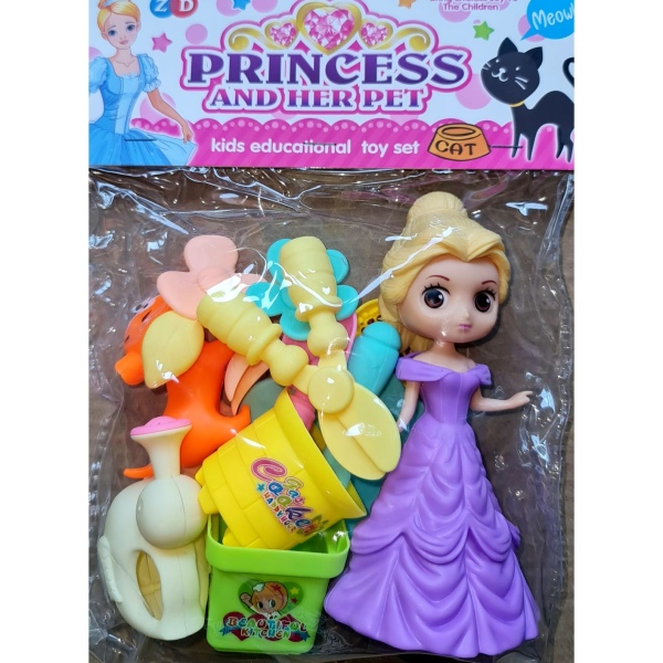 Princess Doll Playset - Purple Dress with Ponytail Doll set