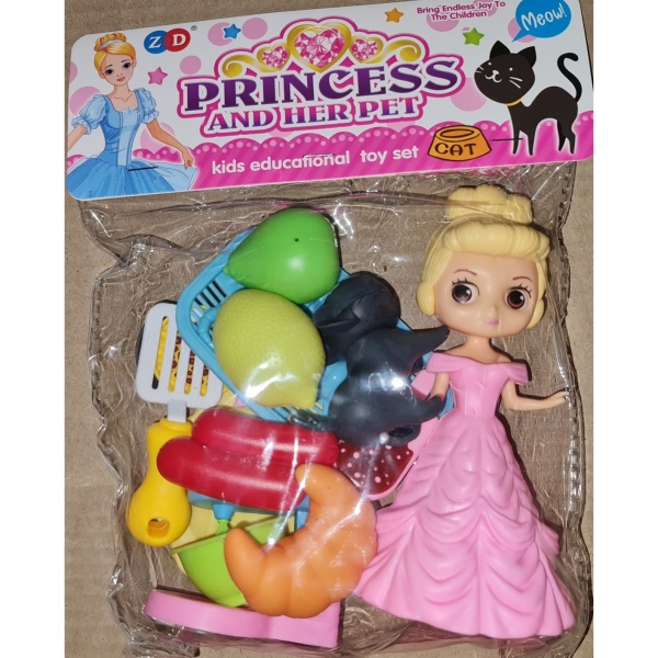 Princess Doll Playset - Pink Dress with Hair bun Doll set