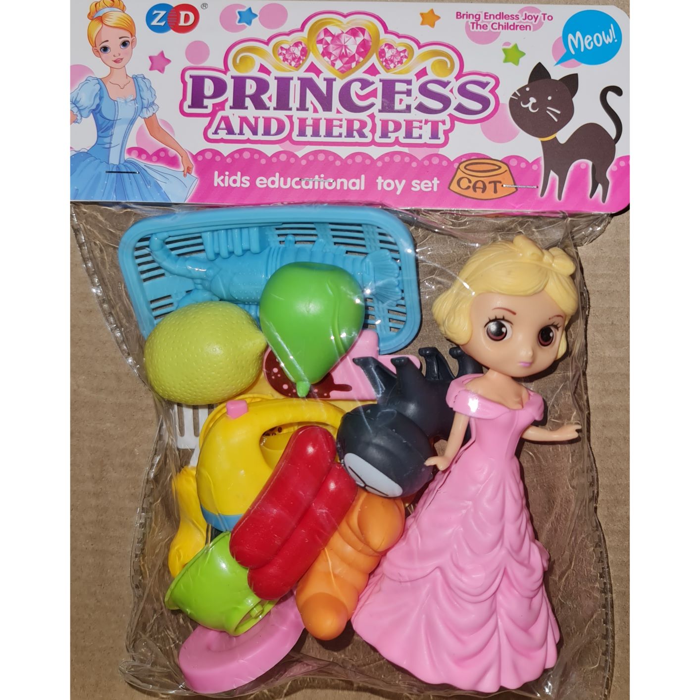 Princess Doll Playset - Pink Dress with Short Hair Doll set