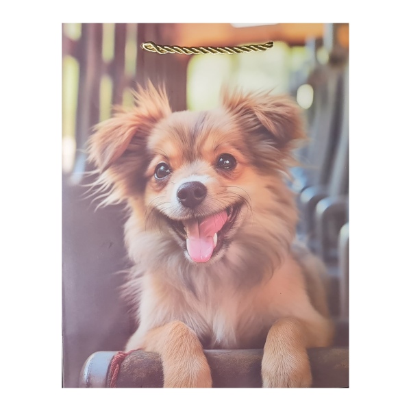 paper gift bag papillon dog