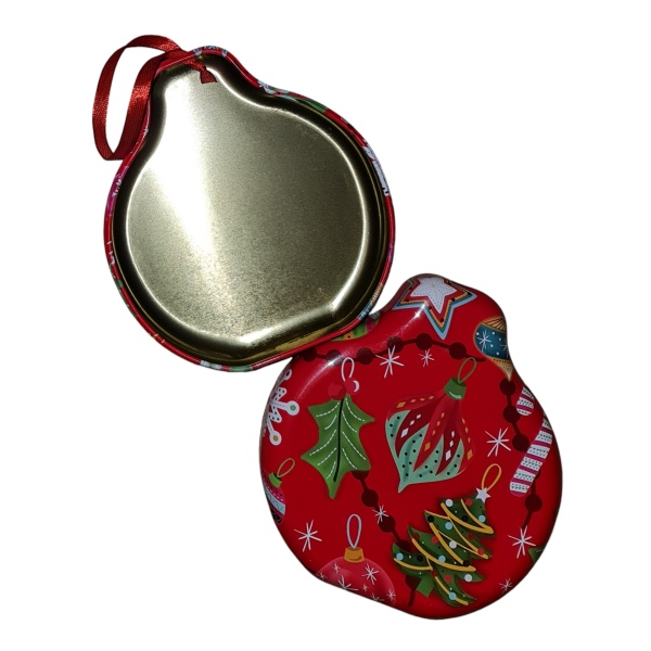 Christmas Metal Tin Containers Bauble Open