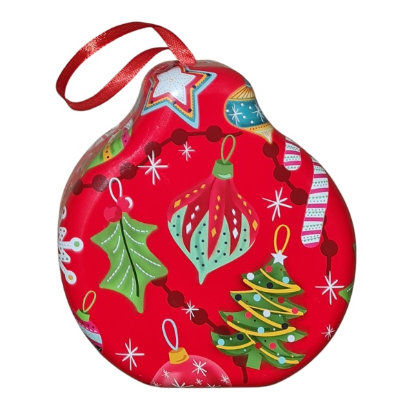 Christmas Metal Tin Containers Bauble Xmas Tree and Bauble Gift Tin
