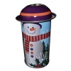 Christmas Metal Tin Containers Cylinder Snowman Orange Scarf