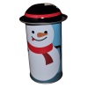 Christmas Metal Tin Containers Cylinder Snowman Red Scarf