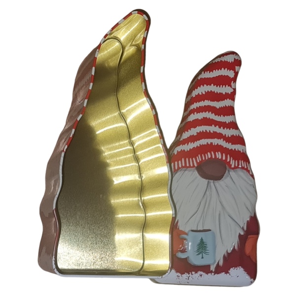 Christmas Metal Tin Containers Gnome Open