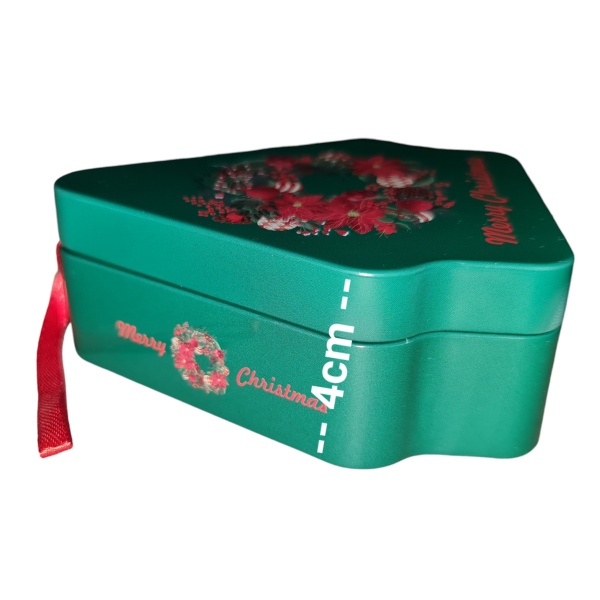 Christmas Metal Tin Containers Xmas Tree Side