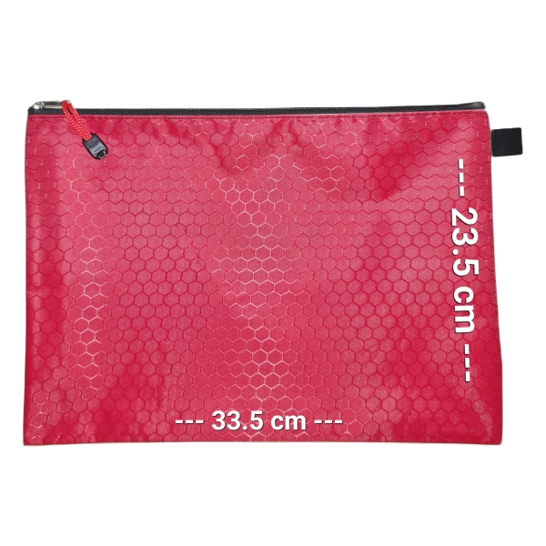 A4 Zipper Bag Red Size A4 Waterproof Zipper Book Bag
