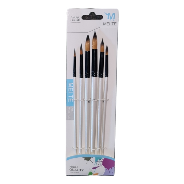 Mei Te Artist Pointed Tip Paintbrushes 6 pieces Artist Pointed Tip Paintbrushes