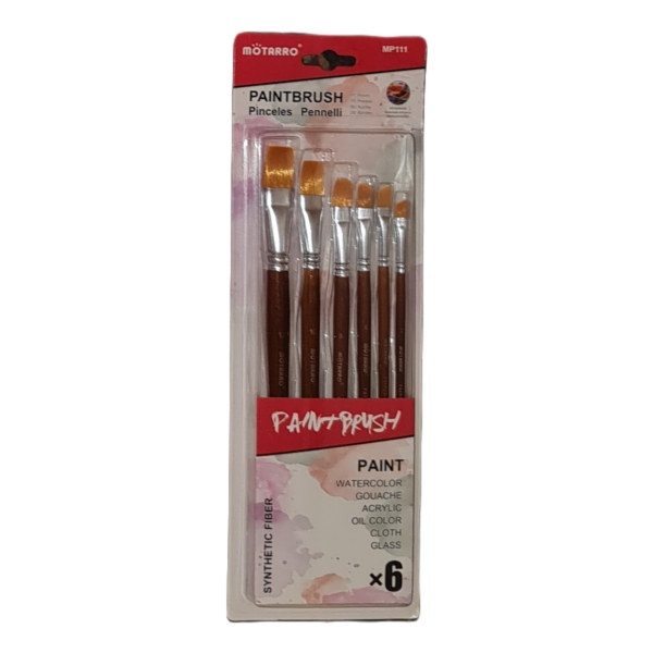 Motarro Artist Flat Brush Set | 6 Pieces Flat Art Brush Set