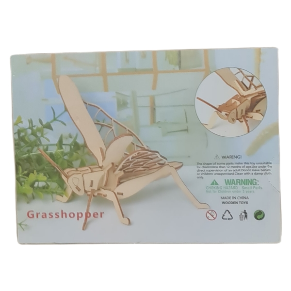 3D Wooden Animal Jigsaw Puzzle Grasshopper 3D Wooden Puzzle