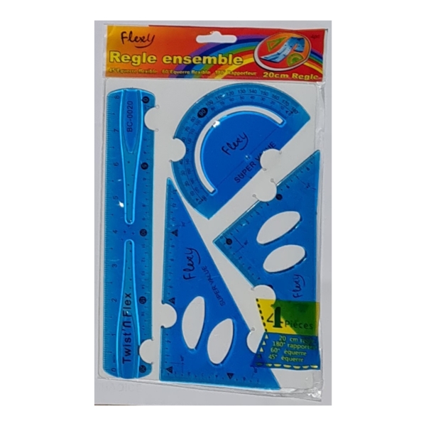 20cm Flexible Ruler Combo Set Blue Flexible Ruler Set