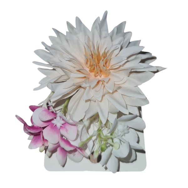 Bold Flower Hair Clip White Peach Hair Clip