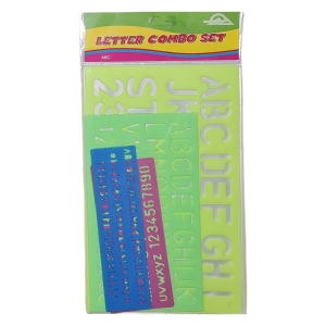 Letter and Alphabet Stencil Set with 4 assorted stencils in multiple sizes and colours for crafts, school, and DIY