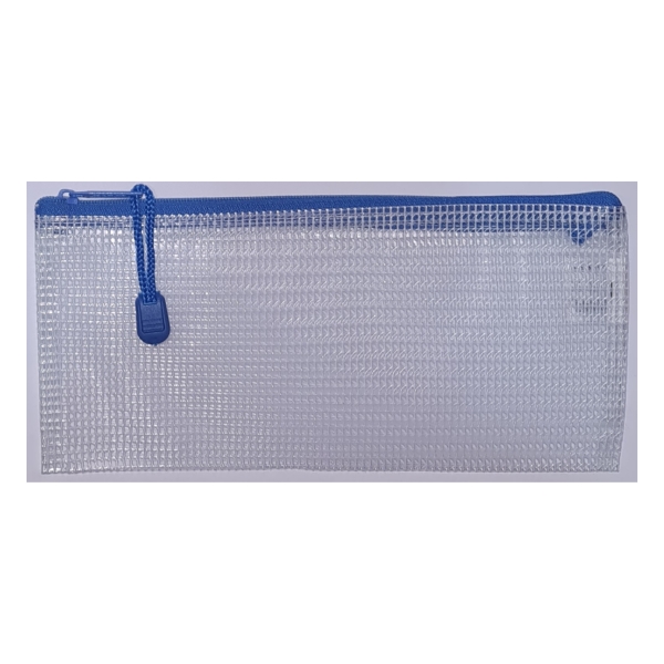 PVC Mesh Pencil Pouch Blue
