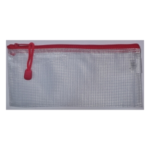 PVC Mesh Pencil Pouch with coloured zip border
