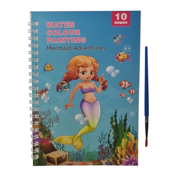 A5 Kids Watercolour Paint Book – Mermaids & Dinosaurs A5 Watercolour Paint Book Set for Kids – Mermaids & Dinosaurs with built-in paints and brush
